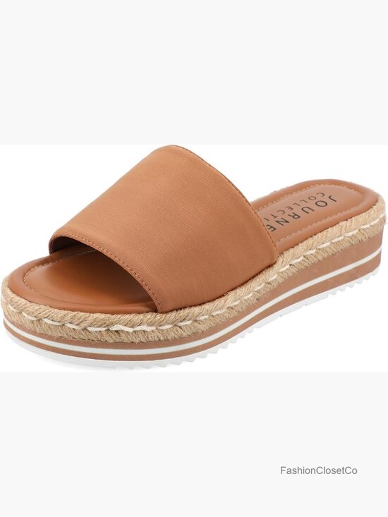 Shoes - Wedge Espadrille Slide Sandals with Foam Footbed